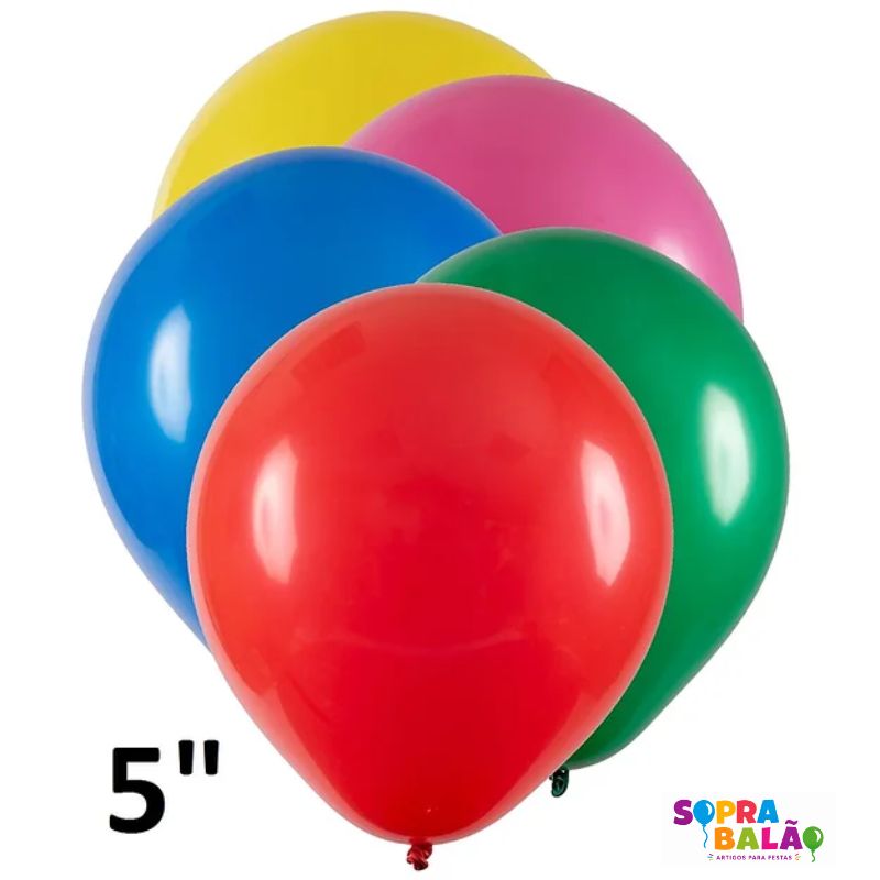 Balão látex 5 pol. Cores Diversas - c/50
