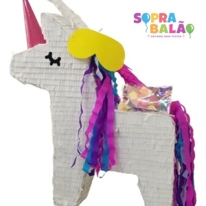 Pinhata Unicórnio 60cm Colorido com Bastão e Máscara Bam Festas